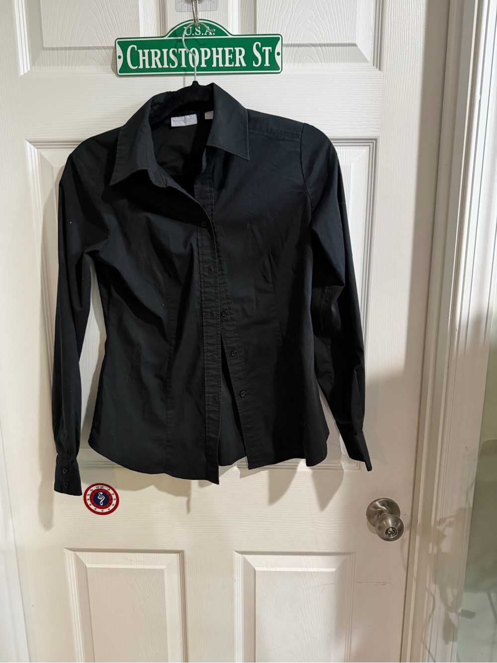 New York & Company Black Button-Down Shirt